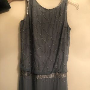 Charcoal color cocktail dress with beading